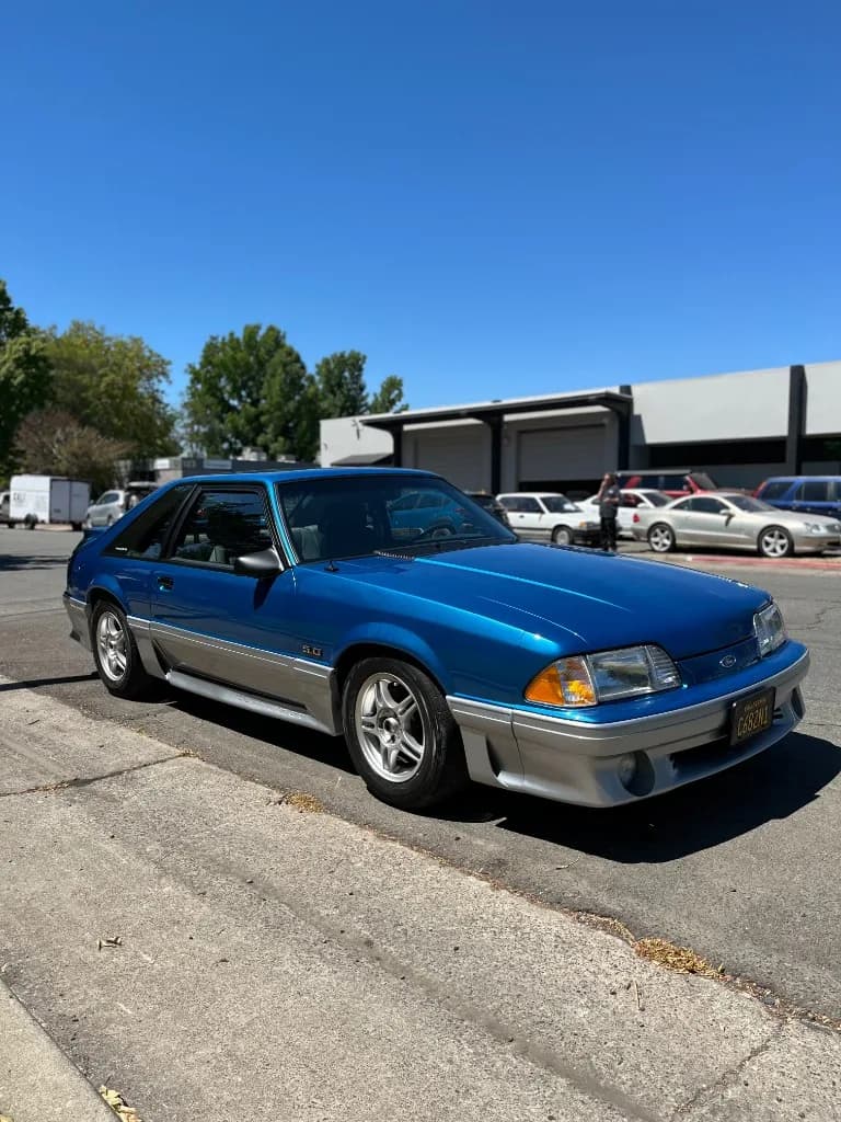 Blue Mustang after exterior detailing